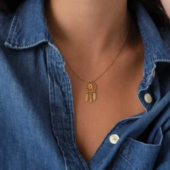 Collier Attrape-rêves acier or