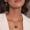 Collier Automne rouge acier doré or