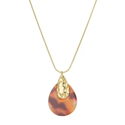 Collier Automne rouge acier doré or