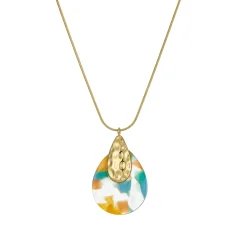 Collier Automne vert acier doré or