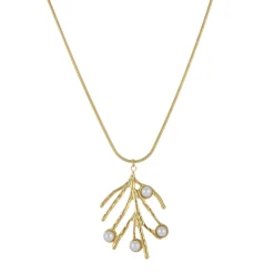 Collier Barbara acier doré or et perles nacre