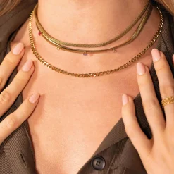 Collier chaine Lausanne acier doré or