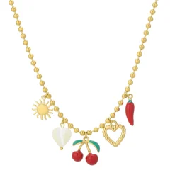 Collier Cherry acier doré or