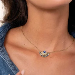 Collier Cléopâtre strass bleus