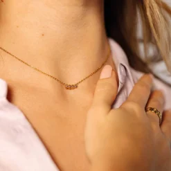 Collier Comete zircons roses