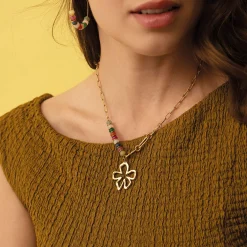 Collier Constance acier doré or multicolores