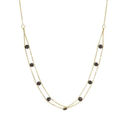 Collier Double chaine pierres Obsidienne