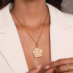 Collier Eden rose acier doré or