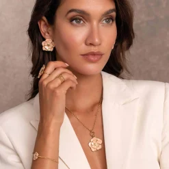 Collier Eden rose acier doré or