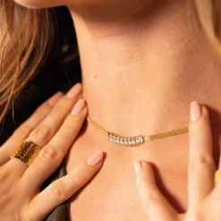 Collier Elvira acier doré or