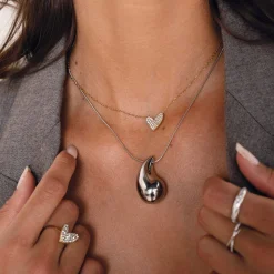 Collier Emmy acier doré or strass