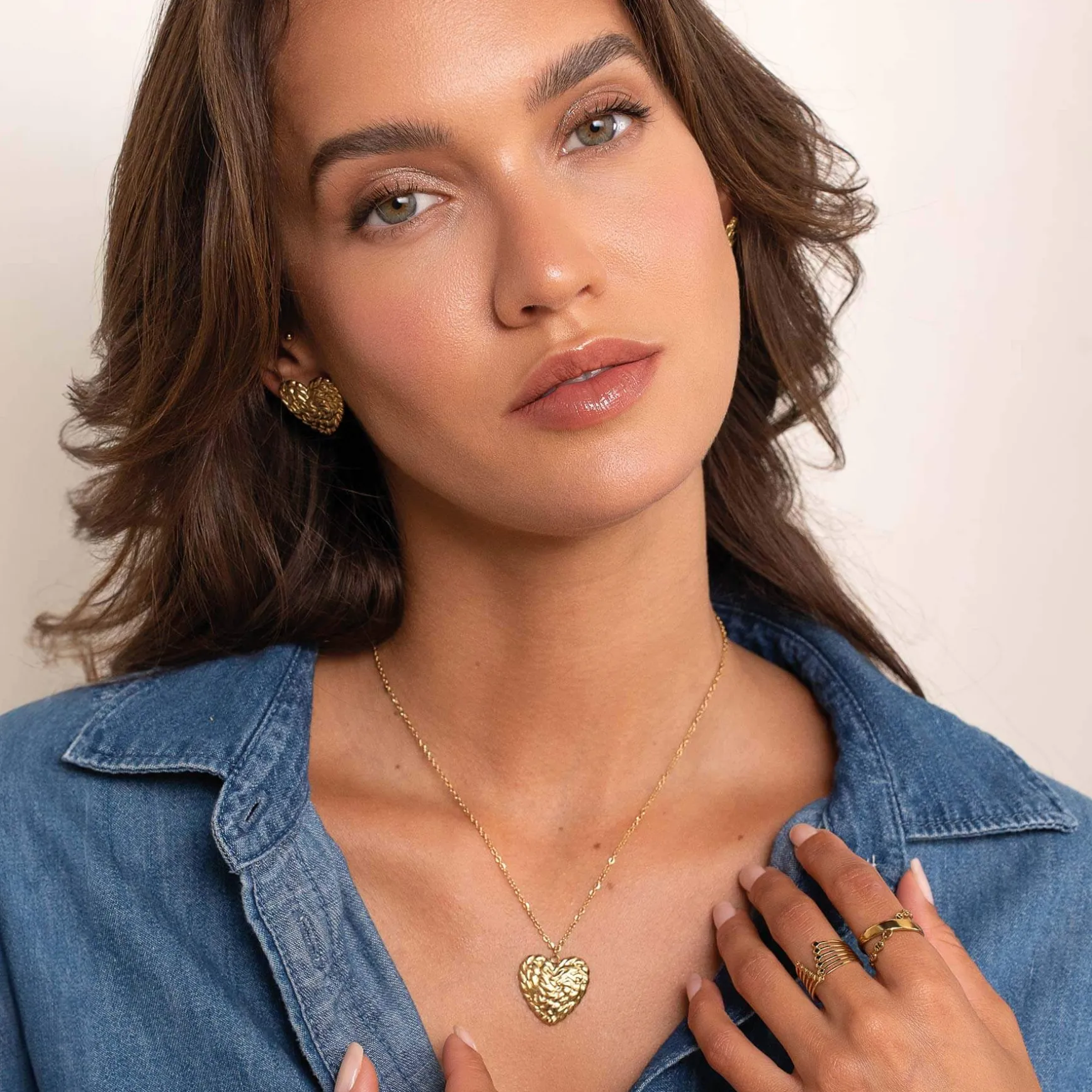 Collier Epora acier doré or