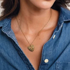 Collier Epora acier doré or