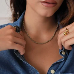 Collier Erika acier argenté et doré or