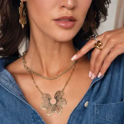 Collier Floriane acier doré or
