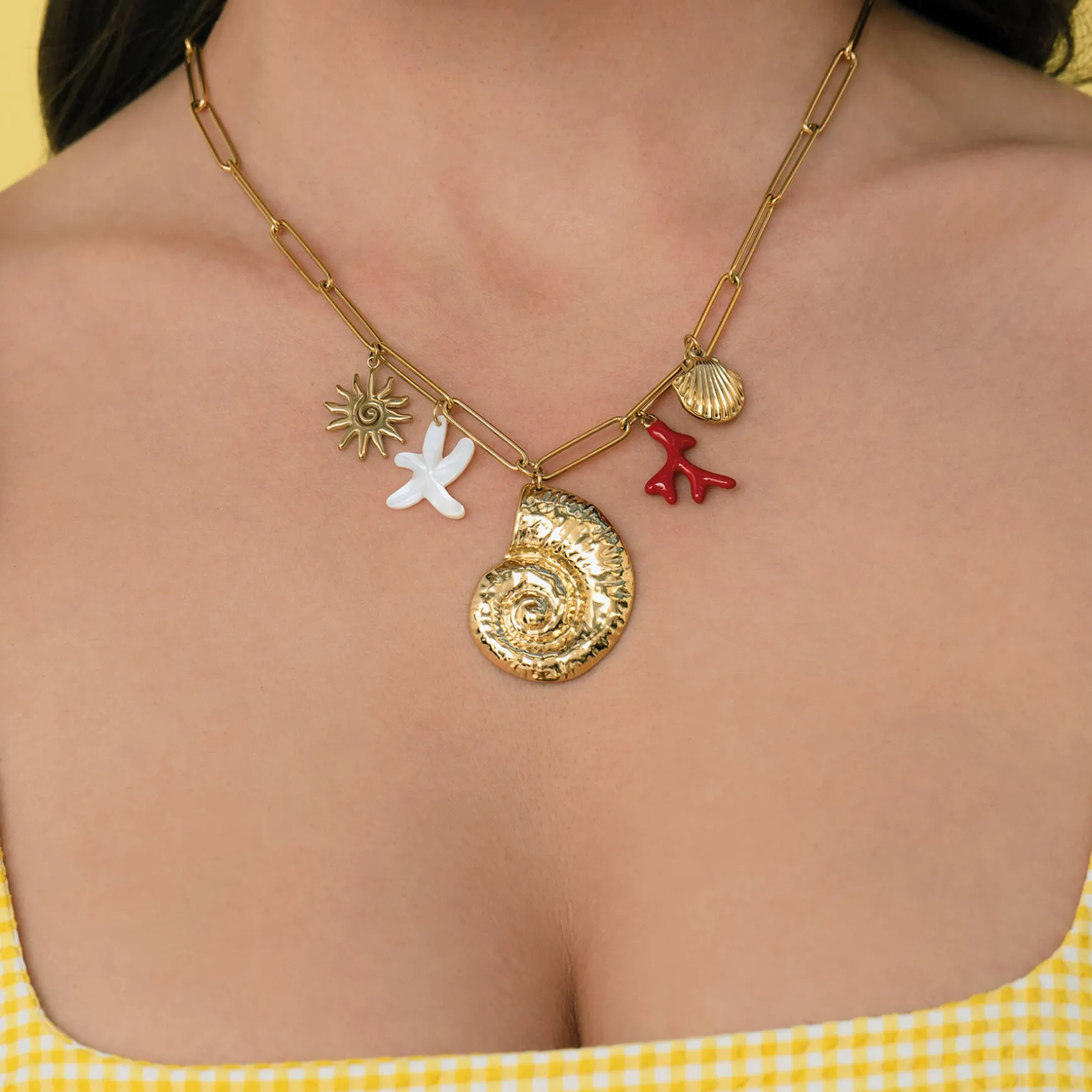 Collier Galapagos acier doré or