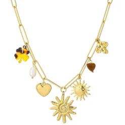 Collier Helios acier doré or