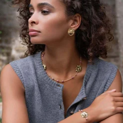 Collier Ingrid acier doré or