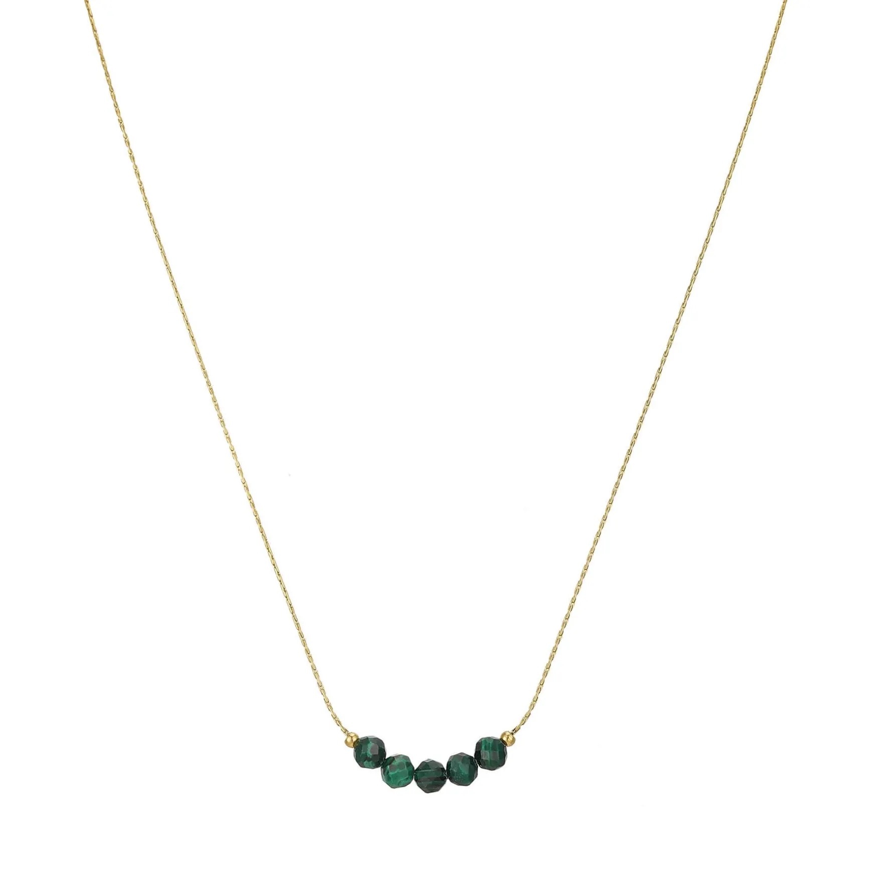 Collier Isa Pierres Malachite acier doré or