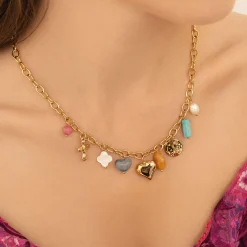 Collier kapri acier doré or