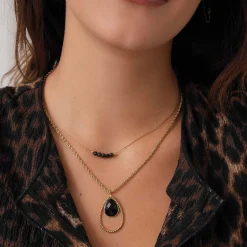 Collier Kario acier doré or noir