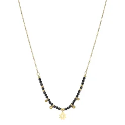 Collier Laurie Obsidienne acier doré or