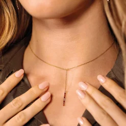 Collier Lolly acier doré or zircons colorés