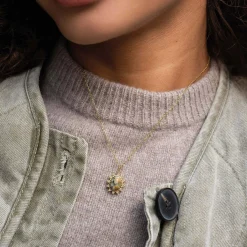 Collier Lyka acier doré or pierre Pin Africian