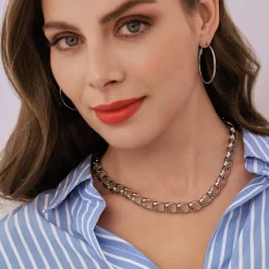 Collier maille Albane acier argenté