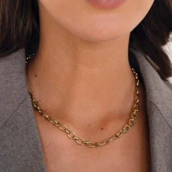 Collier maille Alfonsa acier doré or