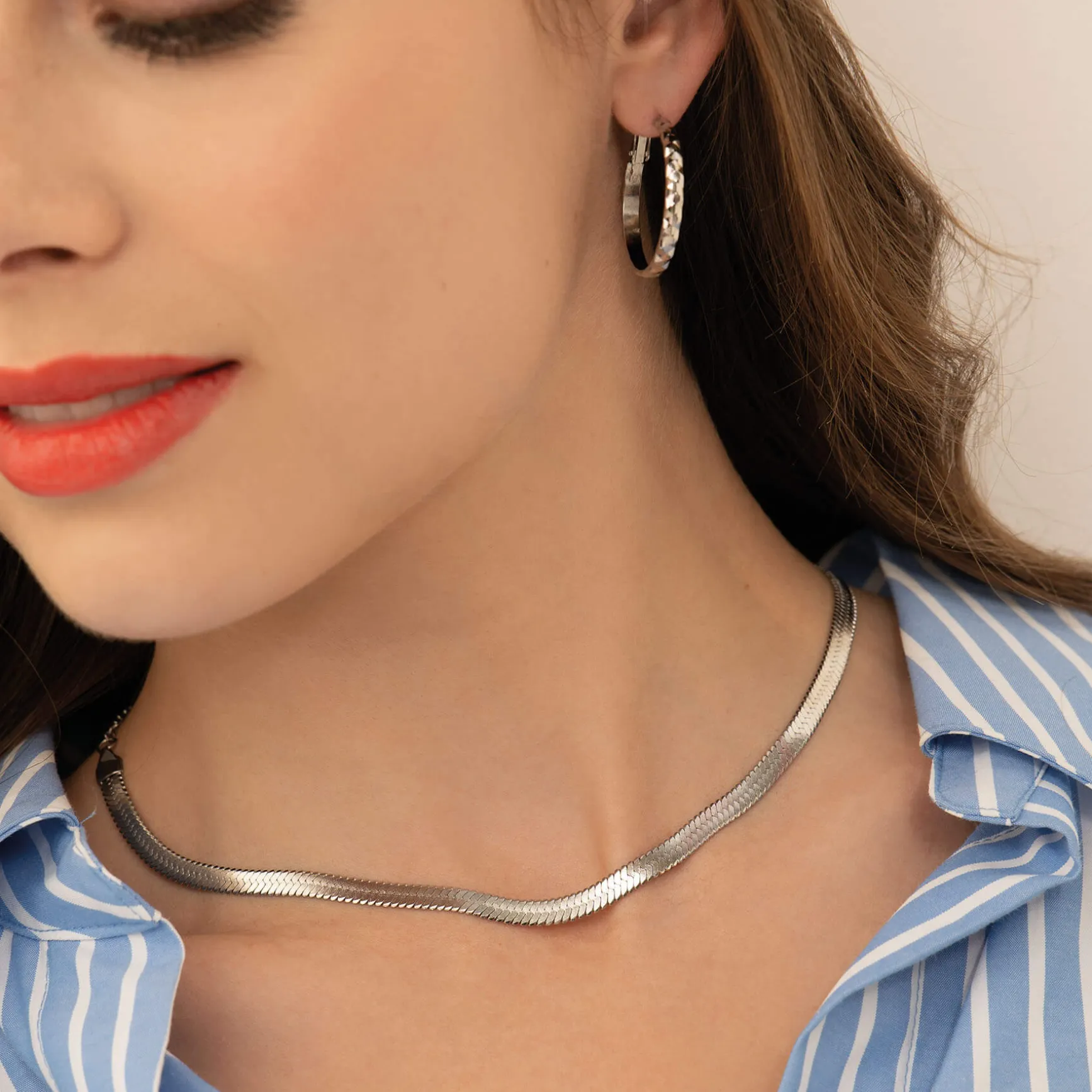 Collier maille plate acier