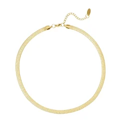 Collier maille plate acier dorée or