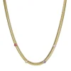 Collier Maille plate zircons colorés