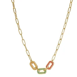 Collier Maillons multicolores  acier doré or