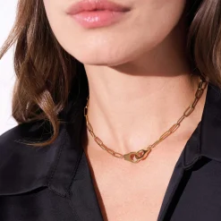 Collier Menottes acier doré or