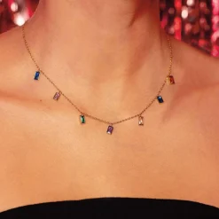 Collier Mila Strass multicolores