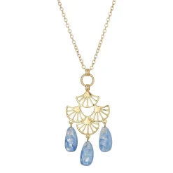 Collier Mélissa bleu acier doré or