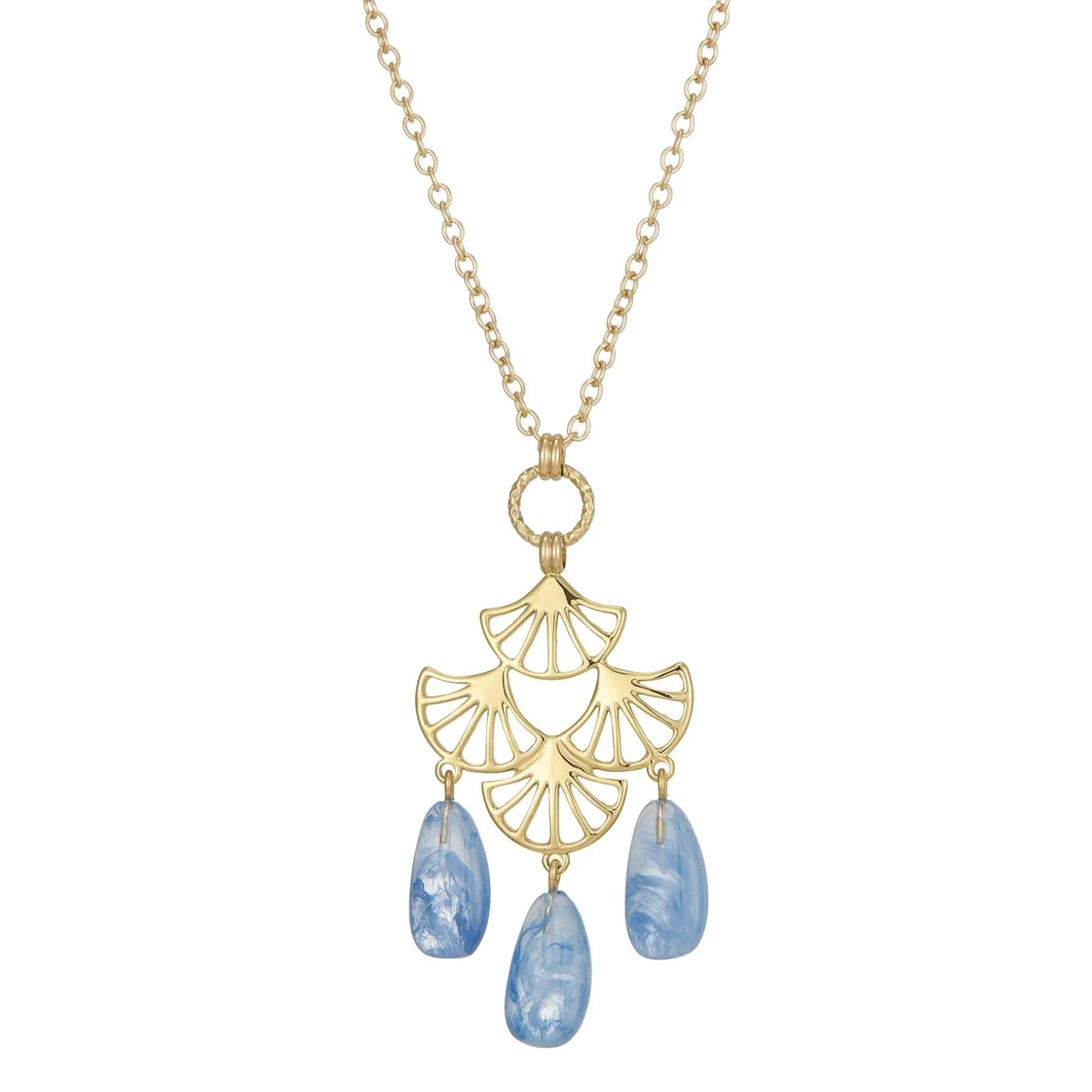 Collier Mélissa bleu acier doré or