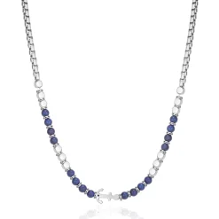Collier Navy acier argenté