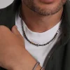 Collier Navy acier pierres oeil de tigre