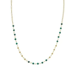 Collier Olga pierres acier doré or