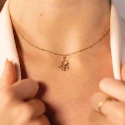 Collier Olia acier doré or et pierres