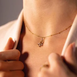 Collier Olia acier doré or et pierres