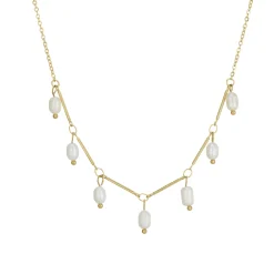 Collier Olivia acier doré or et nacre