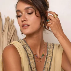 Collier Olympe acier doré or multicolores