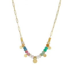 Collier Olympe acier doré or multicolores