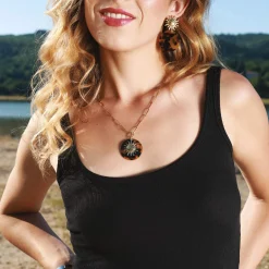 Collier Oria acier doré or