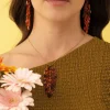 Collier Palmyre orange acier doré or