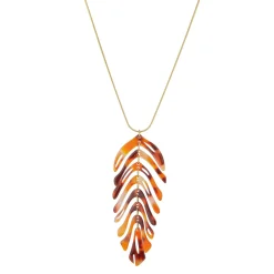 Collier Palmyre orange acier doré or