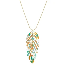 Collier Palmyre vert acier doré or